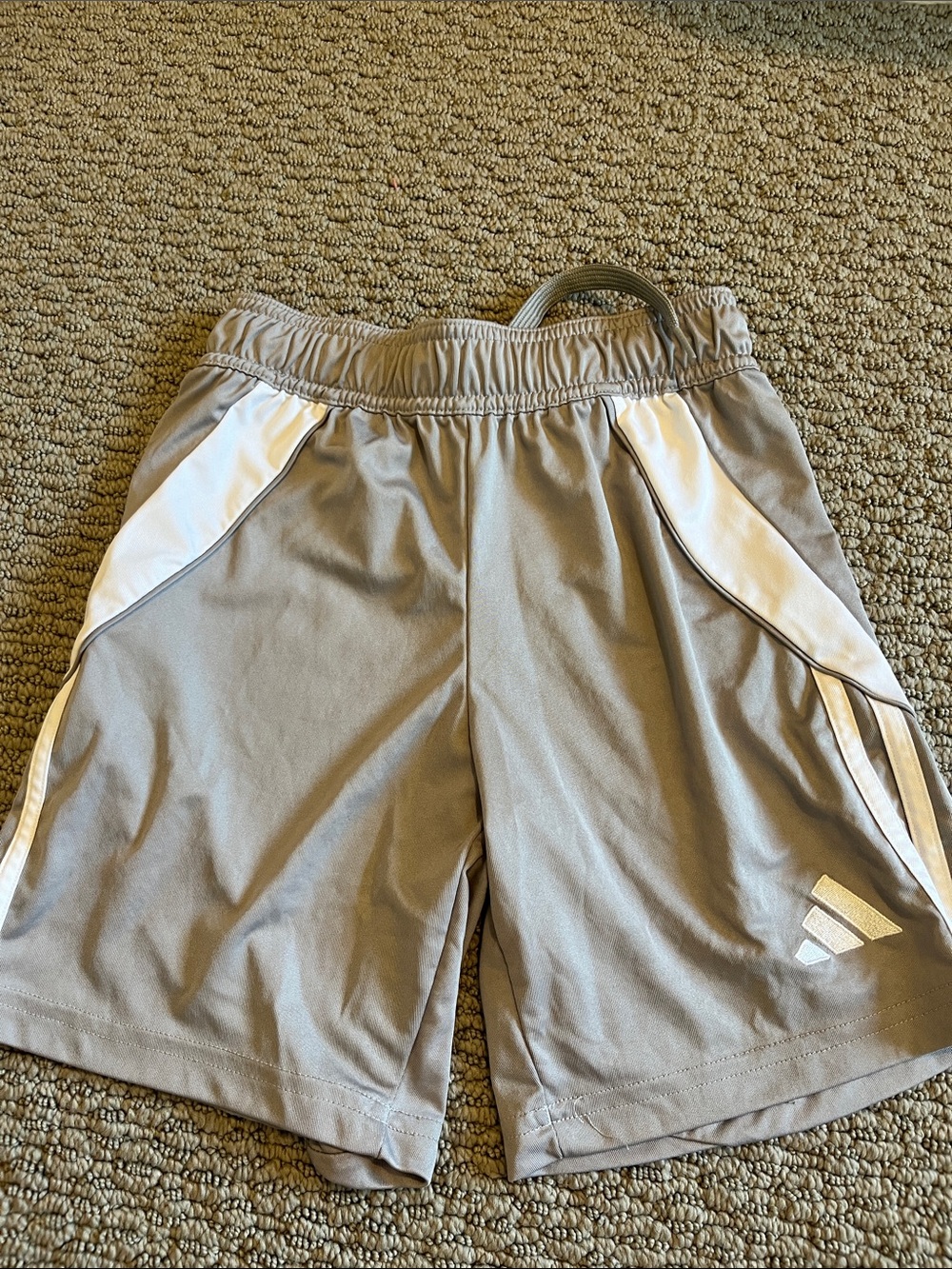 adidas Gray Kids Athletic Shorts with White Panels